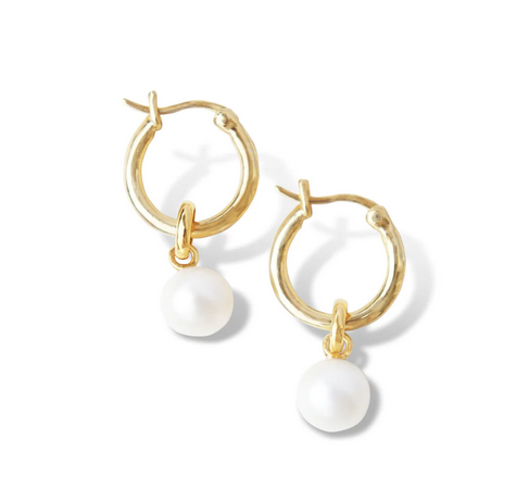 Silver Perle Yellow Gold Classic Hoop Earrings