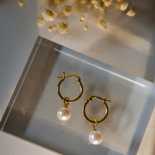 Load image into Gallery viewer, Silver Perle Yellow Gold Classic Hoop Earrings
