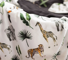 Load image into Gallery viewer, Baby Stretchy Swaddle &amp; Beanie Set | Safari
