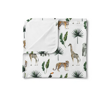 Load image into Gallery viewer, Baby Stretchy Swaddle &amp; Beanie Set | Safari

