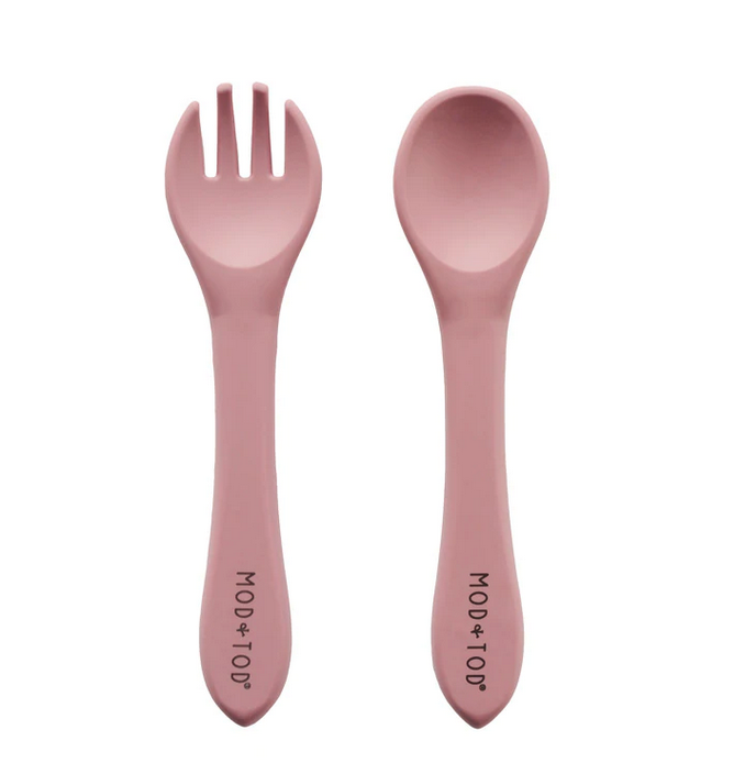 Toddler Silicone Cutlery Set | Dusty Pink