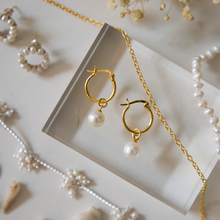 Load image into Gallery viewer, Silver Perle Yellow Gold Classic Hoop Earrings
