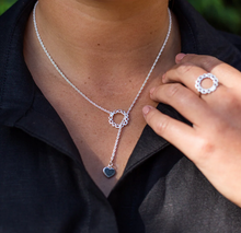 Load image into Gallery viewer, Love Goes Round Circle of Hearts Lariat Necklace
